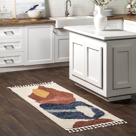 Nuloom Ashton Shaggy Contemporary Abstract Tassel Area Rug 2ft 6in x 6ft KKAC09A-2606